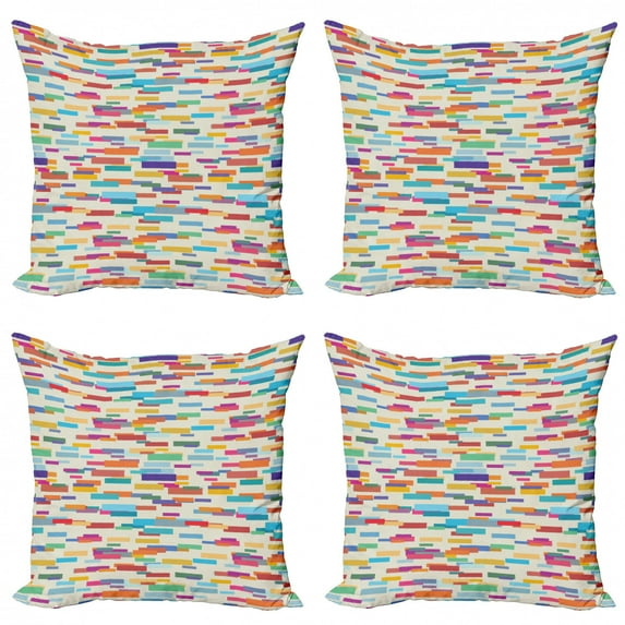 Ambesonne Abstract Throw Pillow Cover 4 Pack, Colorful Rectangles, 20", Multicolor