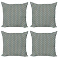 thumbnail image 1 of Abstract Throw Pillow Cushion Case Pack of 4, Continuous Doodle Pattern with Retro Overlap Motif, Modern Accent Double-Sided Print, 4 Sizes, Dark Seafoam Apple Green, by Ambesonne, 1 of 2