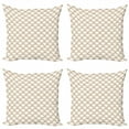 thumbnail image 1 of Ambesonne Abstract Throw Pillow Cover 4 Pack, Japanese Style Circular, 18", Camel and White, 1 of 2