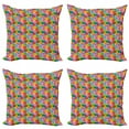 thumbnail image 1 of Abstract Throw Pillow Cushion Case Pack of 4, Grunge Creative Repetition of Vibrant Vivid Circular Motif, Modern Accent Double-Sided Print, 4 Sizes, Multicolor, by Ambesonne, 1 of 2