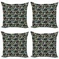 thumbnail image 1 of Abstract Throw Pillow Cushion Case Pack of 4, Hand Drawn Illustration of Leaves and Spots Modern Art Design Colorful Composition, Modern Accent Double-Sided Print, 4 Sizes, Multicolor, by Ambesonne, 1 of 2