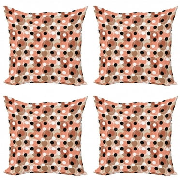 Abstract Throw Pillow Cushion Case Pack of 4, Hand Drawn Pastel Toned Grunge Illustration of Circles and Dots Geometric Design, Modern Accent Double-Sided Print, 4 Sizes, Multicolor, by Ambesonne