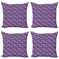 thumbnail image 1 of Abstract Throw Pillow Cushion Case Pack of 4, Illustration of Jellyfish Like Forms Grunge Style Close Up Nautical Artwork, Modern Accent Double-Sided Print, 4 Sizes, Purple Multicolor, by Ambesonne, 1 of 2