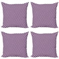thumbnail image 1 of Abstract Throw Pillow Cushion Case Pack of 4, Interlocking Stripes Wave Style Composition on Violet Toned Background, Modern Accent Double-Sided Print, 4 Sizes, Violet Black White, by Ambesonne, 1 of 2