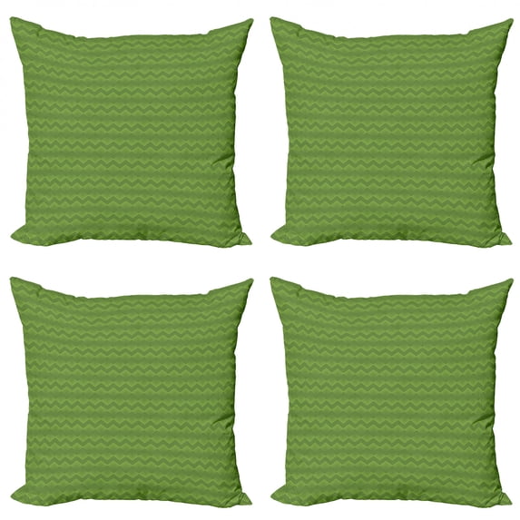 Ambesonne Abstract Throw Pillow Cover 4 Pack, Monotone Big Small Circles, 18", Olive Green Pale Green
