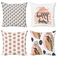 thumbnail image 1 of Ambesonne Abstract Throw Pillow Cover 4 Pack, Modern Pastel Happy Home, 24", Grey Blush and Coral, 1 of 2