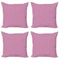 thumbnail image 1 of Abstract Throw Pillow Cushion Case Pack of 4, Monochrome Geometry Inspired Symmetric Repetitive Pattern, Modern Accent Double-Sided Print, 4 Sizes, Pink and Charcoal Grey, by Ambesonne, 1 of 2