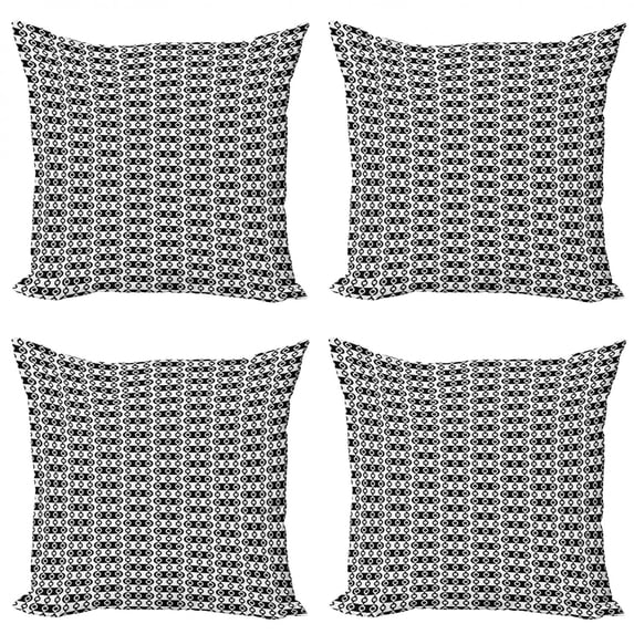 Ambesonne Abstract Throw Pillow Cover 4 Pack, Monochrome Stripes, 24", Black and White