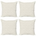 thumbnail image 1 of Abstract Throw Pillow Cushion Case Pack of 4, Nostalgia Geometrical Swirling Lines Vintage Style Simplistic Illustration, Modern Accent Double-Sided Print, 4 Sizes, Khaki and White, by Ambesonne, 1 of 2