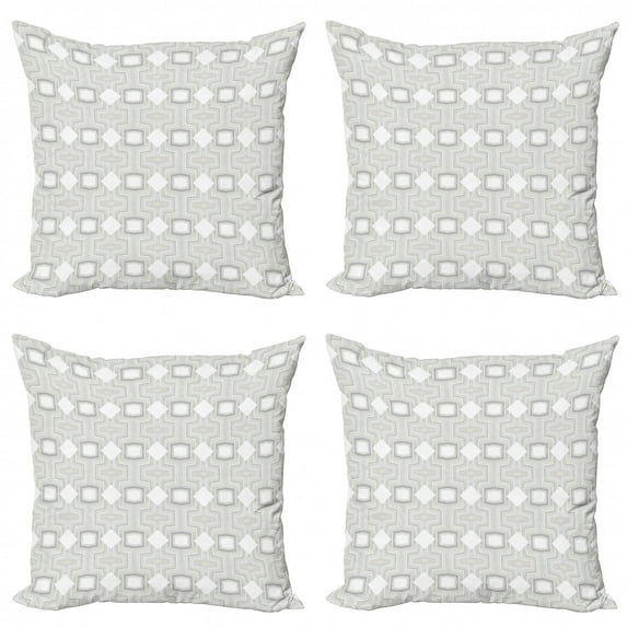 Ambesonne Abstract Throw Pillow Cover 4 Pack, Modern Geometrical, 20", Grey Beige and White