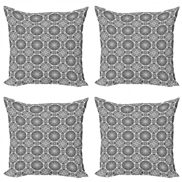 Set Of 4 White Printed Art Pillow Covers Set Of 4 White Printed Art Pillow Covers