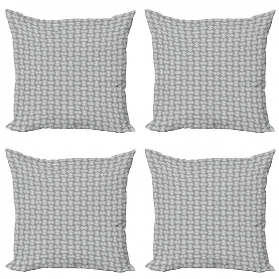Abstract Throw Pillow Cushion Case Pack of 4, Repeating Geometric Pattern Twisted Circle Stripes Contemporary Art Design, Modern Accent Double-Sided Print, 4 Sizes, Taupe Grey White, by Ambesonne