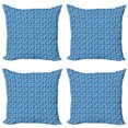 thumbnail image 1 of Abstract Throw Pillow Cushion Case Pack of 4, Repetitive Modern Circles Aquatic Tones Classic Design Illustration, Modern Accent Double-Sided Print, 4 Sizes, Dark Sky Blue and White, by Ambesonne, 1 of 2