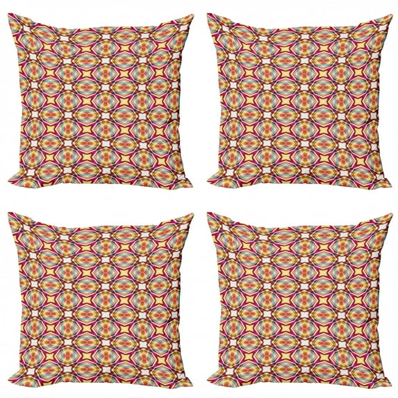 Ambesonne Abstract Throw Pillow Cover 4 Pack, Retro Modern Vibrant, 16", Multicolor