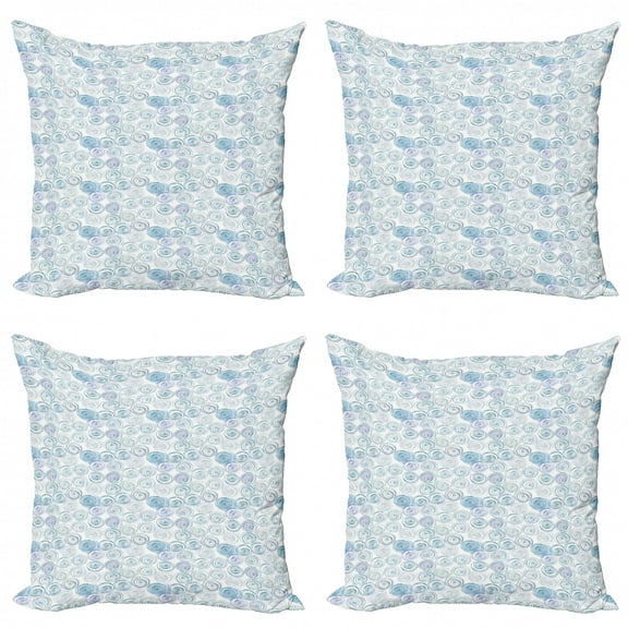 Ambesonne Abstract Throw Pillow Cover 4 Pack, Simplistic Vortex Motif, 16", White Multicolor