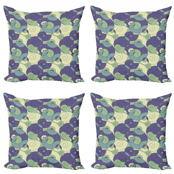 Ambesonne Abstract Throw Pillow Cover 4 Pack, Classic Geometry Spiral, 18", Indigo Green