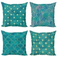 thumbnail image 1 of Ambesonne Abstract Throw Pillow Cover 4 Pack, Watercolor Oriental Squama, 24", Seafoam Ceil Blue and Camel, 1 of 2