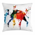 thumbnail image 1 of Abstract Throw Pillow Cushion Cover, African Safari Wild Life Animal Elephant with Colorful Print on Buuterflies Art, Decorative Square Accent Pillow Case, 18 X 18 Inches, Multicolor, by Ambesonne, 1 of 2