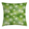 thumbnail image 1 of Abstract Throw Pillow Cushion Cover, Circular Round Shaped Inner Geometric Eco Wavelength Illustration, Decorative Square Accent Pillow Case, 18 X 18 Inches, Lime and Hunter Green White, by Ambesonne, 1 of 2