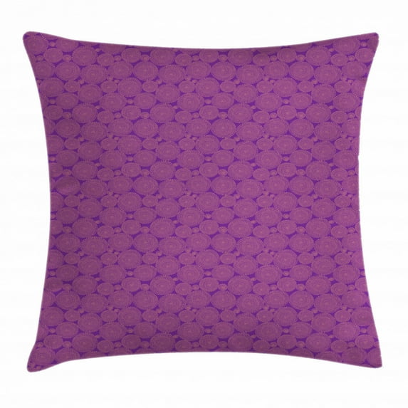 Abstract Throw Pillow Cushion Cover, Different Size Circles Background Designed with Circular Shape Dashed Lines, Decorative Square Accent Pillow Case, 24 X 24 Inches, Purple and Salmon, by Ambesonne