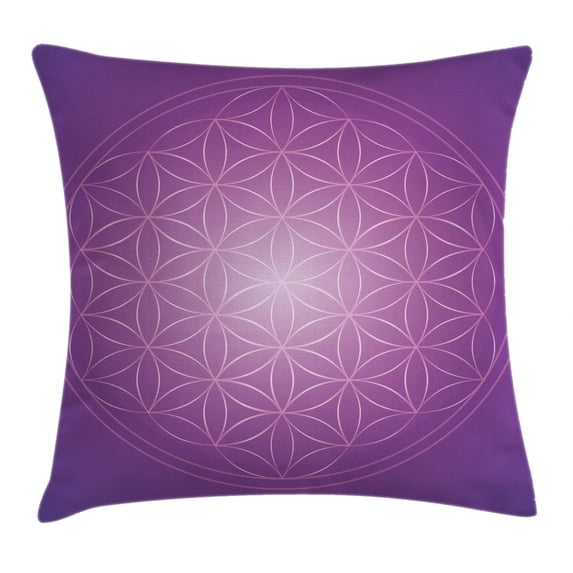 Abstract Throw Pillow Cushion Cover, Flower of Life in Vibrant Psychedelic Tones Love Soul Kitsch Artistic Display, Decorative Square Accent Pillow Case, 24 X 24 Inches, Fuchsia Purple, by Ambesonne
