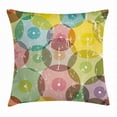 thumbnail image 1 of Abstract Throw Pillow Cushion Cover, Geometrical Image Rounds with Vintage Retro Designwith Rainbow Colors Art Print, Decorative Square Accent Pillow Case, 18 X 18 Inches, Multicolor, by Ambesonne, 1 of 2
