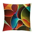 thumbnail image 1 of Abstract Throw Pillow Cushion Cover, Graphic Curved Origami Design with Colored Details Work of Art, Decorative Square Accent Pillow Case Orange White, 1 of 5