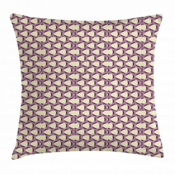 Abstract Throw Pillow Cushion Cover, Graphic Tile Multiple Triangle Elements Interlaced and Overlapped to Each Other, Decorative Square Accent Pillow Case, 16 X 16 Inches, Purple Cream, by Ambesonne