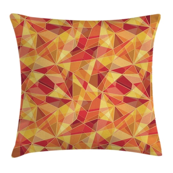 Abstract Throw Pillow Cushion Cover, Mosaic Pattern with Fractal Triangle Geometric Fragments Digital Print, Decorative Square Accent Pillow Case, 20 X 20 Inches, Orange Marigold Red, by Ambesonne