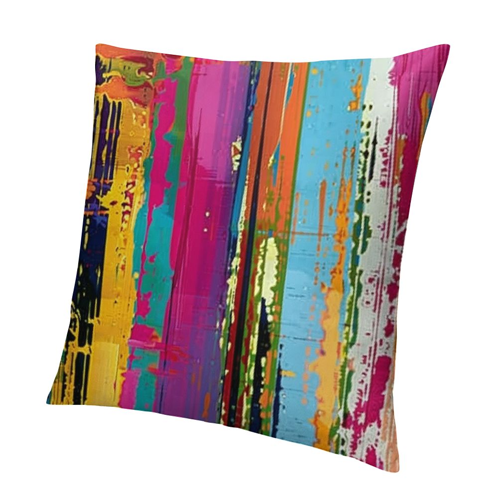 Compladeta Golden Illusion Throw Pillow Cover 18x18 - Multicolor Expressionist Modern Square Cushion Case