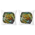 thumbnail image 1 of Abstract Throw Pillow Cushion Cover Pack of 2, Aquatic Elements Coral Riffle Inspired Floral and Colorful Peacock Tail, Zippered Double-Side Digital Print, 4 Sizes, Multicolor, by Ambesonne, 1 of 2