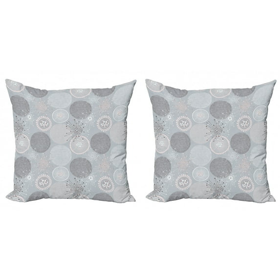 Ambesonne Abstract Throw Pillow Cover 2 Pack, Circular Pastel Shapes, 18", Pale Peach Blue Grey