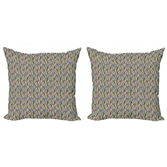 Abstract Throw Pillow Cushion Cover Pack of 2, Colorful Continuous Pattern with Pastel Colored Creative Grid Graphic, Zippered Double-Side Digital Print, 4 Sizes, Multicolor, by Ambesonne