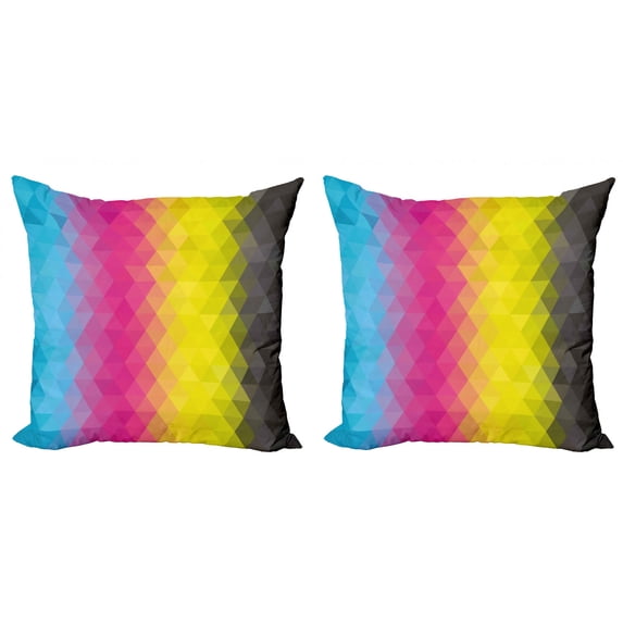 Ambesonne Abstract Throw Pillow Cover 2 Pack, Modern Mosaic, 18", Multicolor
