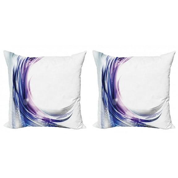 Ambesonne Abstract Throw Pillow Cover 2 Pack, Wave Like Ombre Dots, 24", Purple Blue and White