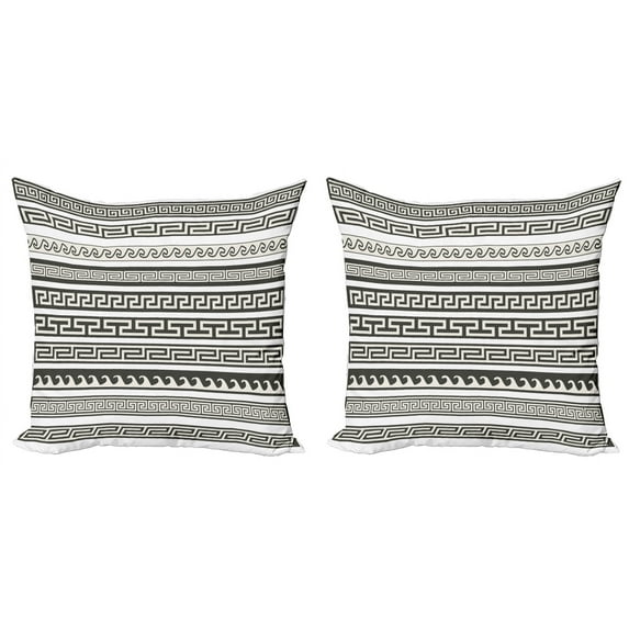 Ambesonne Abstract Throw Pillow Cover 2 Pack, Motif, 24", Army Green Cream White