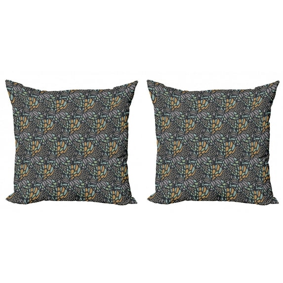 Abstract Throw Pillow Cushion Cover Pack of 2, Doodle Inspired Quirky Pattern with Dots and Flourish Shapes, Zippered Double-Side Digital Print, 4 Sizes, Multicolor, by Ambesonne