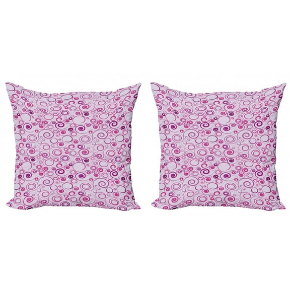 Ambesonne Abstract Throw Pillow Cover 2 Pack, Curlicue Plum Tones Art, 16", Purple Magenta