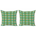 thumbnail image 1 of Ambesonne Abstract Throw Pillow Cover 2 Pack, Floral Curvy Checked, 18", Multicolor, 1 of 2