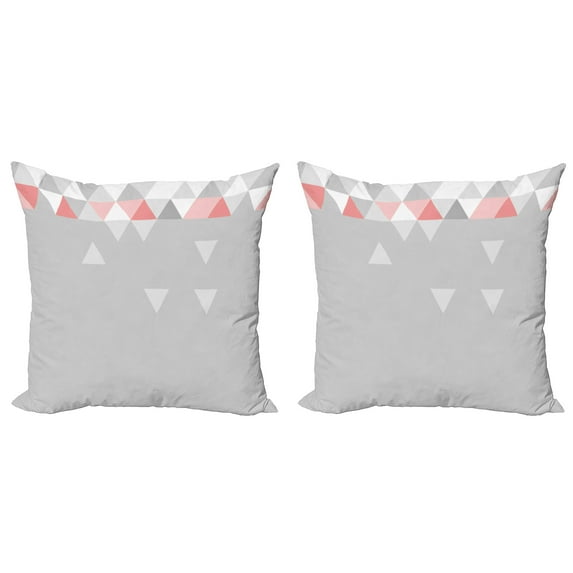 Ambesonne Abstract Throw Pillow Cover 2 Pack, Modern Symmetric Forms, 18", Grey Coral Pale Pink