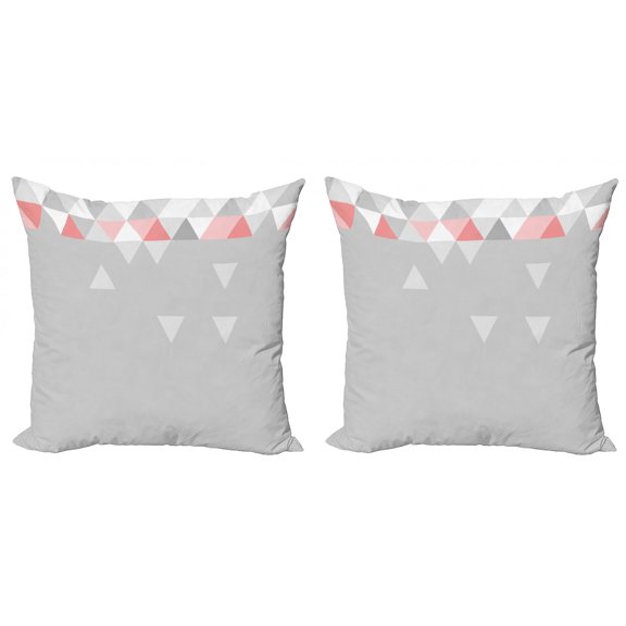 Ambesonne Abstract Throw Pillow Cover 2 Pack, Modern Symmetric Forms, 20", Grey Coral Pale Pink