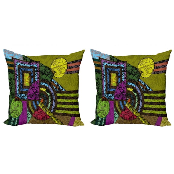 Ambesonne Abstract Throw Pillow Cover 2 Pack, Grunge Murky Trippy, 20", Multicolor