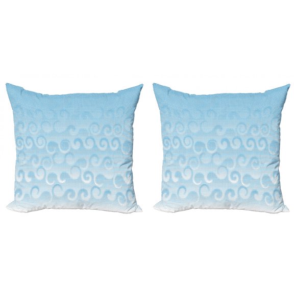 Ambesonne Abstract Throw Pillow Cover 2 Pack, Spiral Circles Dots, 20", Pale Blue