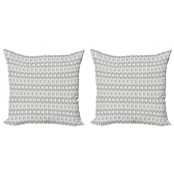 Ambesonne Abstract Throw Pillow Cover 2 Pack, Triangular Stripes Pattern, 16", Dark Grey White Dimgray