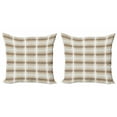 thumbnail image 1 of Ambesonne Abstract Throw Pillow Cover 2 Pack, Damask Inspired Curves, 20", Beige Brown White, 1 of 2