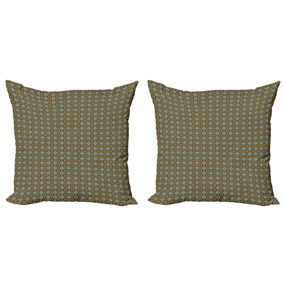Abstract Throw Pillow Cushion Cover Pack of 2, Juxtaposition of Jagged Round Shapes in Soft Colors Geometric Tiles Retro Concept, Zippered Double-Side Digital Print, 4 Sizes, Multicolor, by Ambesonne