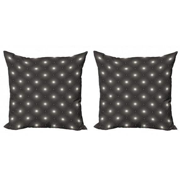 Abstract Throw Pillow Cushion Cover Pack of 2, Lattice Inspired Pattern of Modern Geometric Grid Simple Graphic Image, Zippered Double-Side Digital Print, 4 Sizes, Dark Grey and Eggshell, by Ambesonne