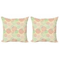 thumbnail image 1 of Ambesonne Colorful Throw Pillow Cover 2 Pack, Flowers Polka Dots, 20", Multicolor, 1 of 2