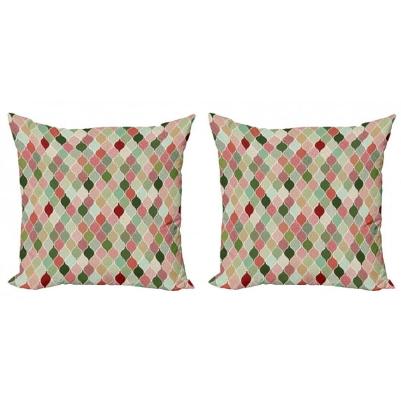 Ambesonne Abstract Throw Pillow Cover 2 Pack, Eastern Geometrical, 18", Multicolor