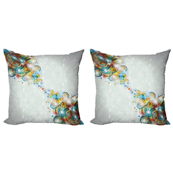 Ambesonne Abstract Throw Pillow Cover 2 Pack, Modern Rainbow Waves, 24", Multicolor